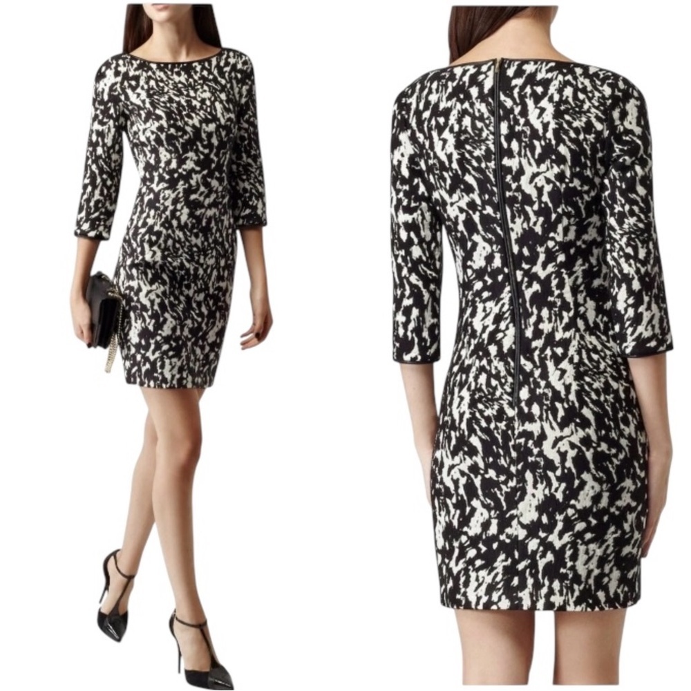 Reiss Women’s Jacques Textured Print Bodycon Cocktail Party Mini Dress Size 0